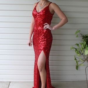 Red sequin Primavera Prom Dress